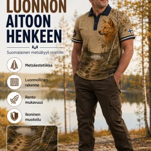 Retropainatuksella varustettu suomalainen taidetilkkutyylisen t-paidan vapaa-ajan polo-paita