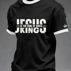 Miesten kristillinen risti Jeesus on kuningas Kuninkaiden Print Tee
