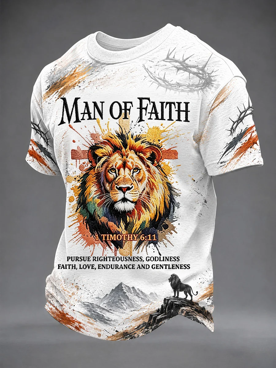 Miesten Christian Cross Print Casual Tee - Image 2