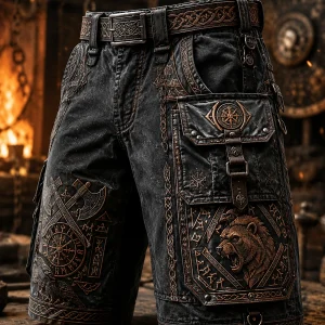 Casual Shorts Vintage VikingNorse-Style Art Print