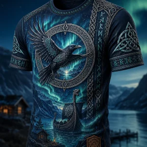 Vintage VikingNorse Art Print Casual T-paiti