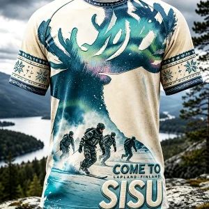Miesten Suomen Moose Veteran Armeija Sisu Print Casual T-paita