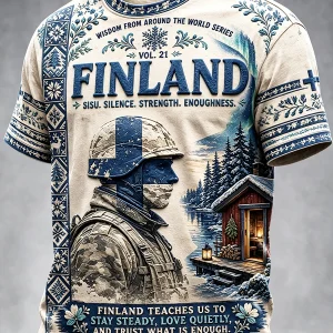 Miesten Vintage Suomen Veteran Armeija Sisu Print Casual T-paia
