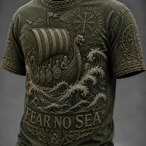 Viking laiva “FEAR NO SEA” Casual T-paia
