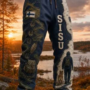 Retrosuomalainen taidetuloste, rento housu