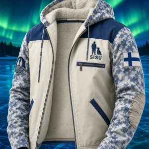 Viihtyisä Zip-Up Casual Hoodie Retro suomalainen taide Print