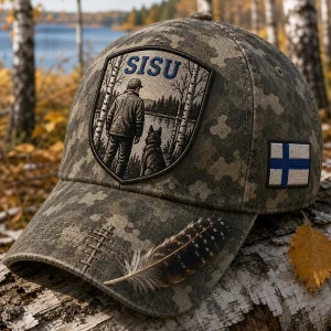 Unisex-vapaa-ajan hattu, jossa on vintage-henkinen suomalainen kuvitustaulu