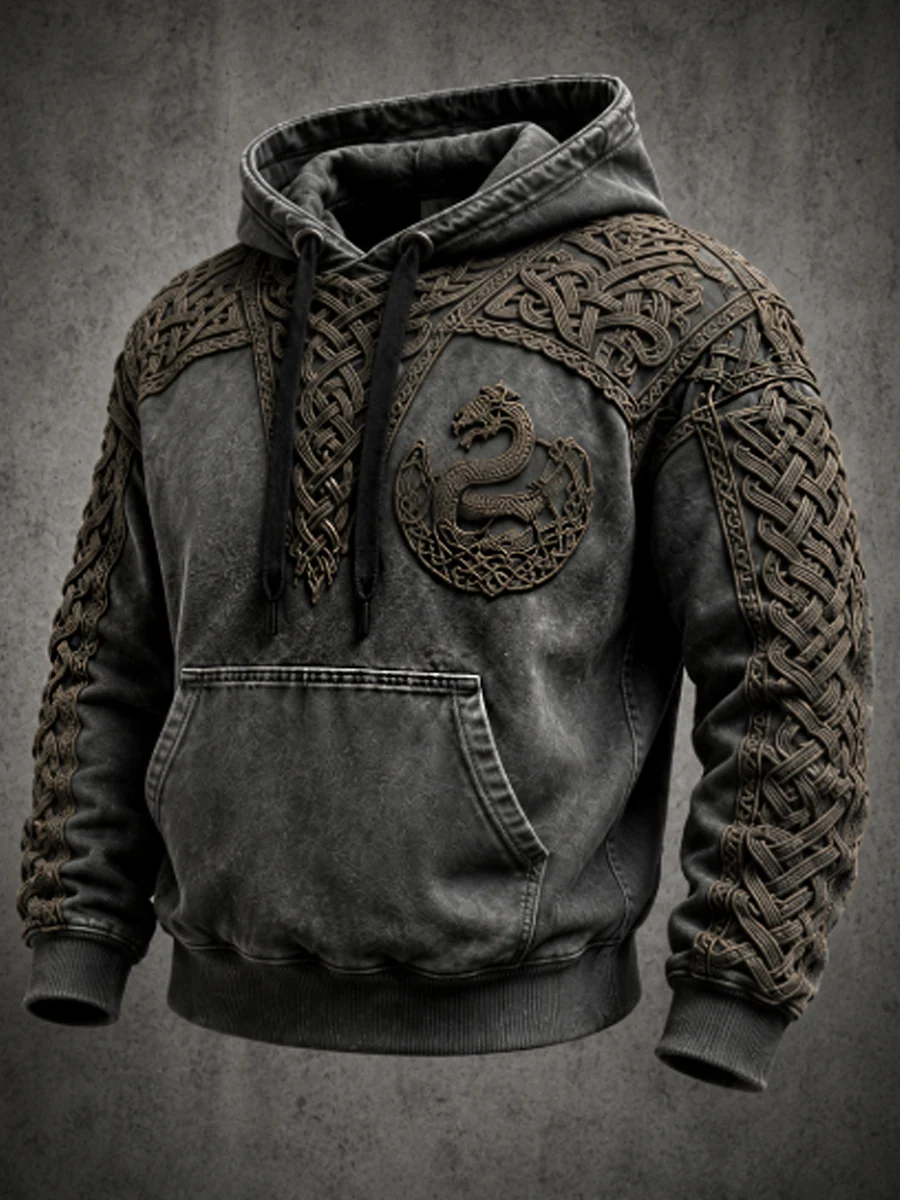 Miesten Retro Viking Valknut ylimääräinen pudotus-hukka huppari