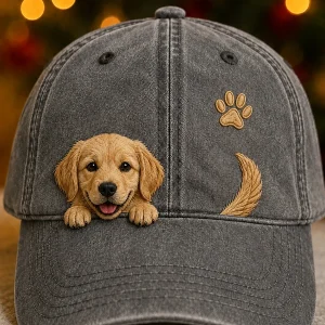 Söpö Peeking Golden Retriever & Puw Print Unisex Hatti