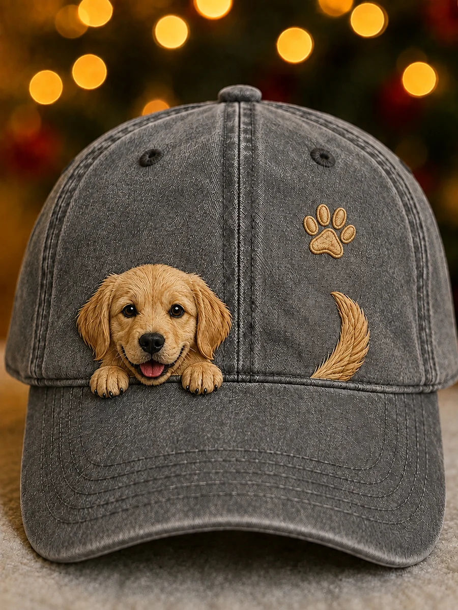 Söpö Peeking Golden Retriever & Puw Print Unisex Hatti - Image 2