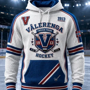 Herrlig jakke i vaffelstrikk med lange ermer og ishockeymotiv