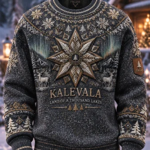 Miesten Retro Joulu Suomen joulujoukkueen kaula-sweateria